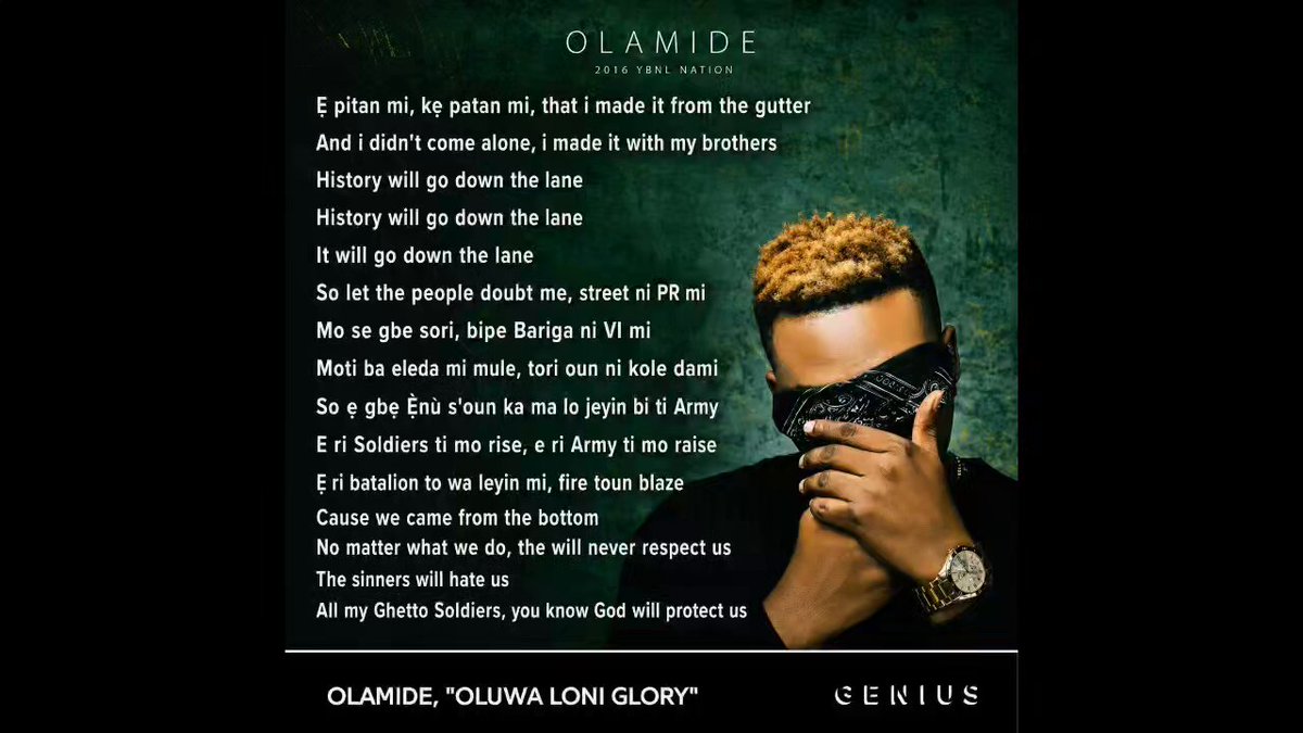 He cleared everyone on Oluwa loni Glory already.