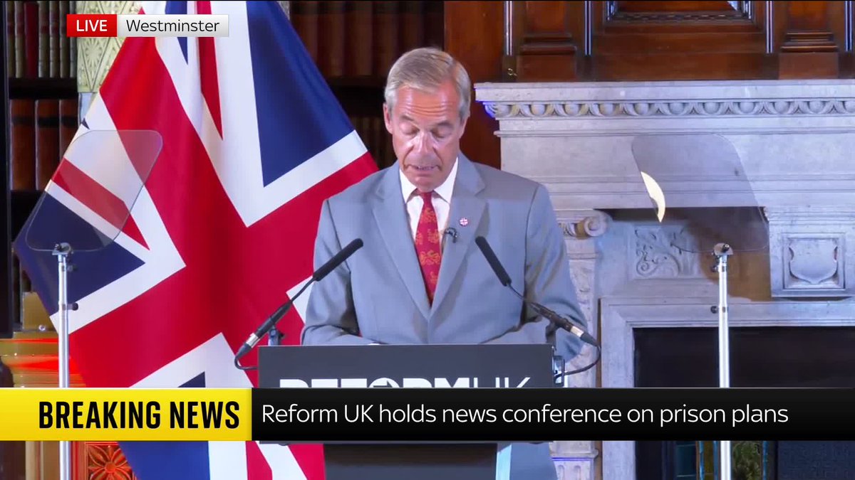 Reform UK leader Nigel Farage proposes a policy to deport foreign national offenders to their country of origin to free up prison space. Farage says if the prisoners' home countries refuse to take them back, they will deport them to prisons in countries like El Salvador.