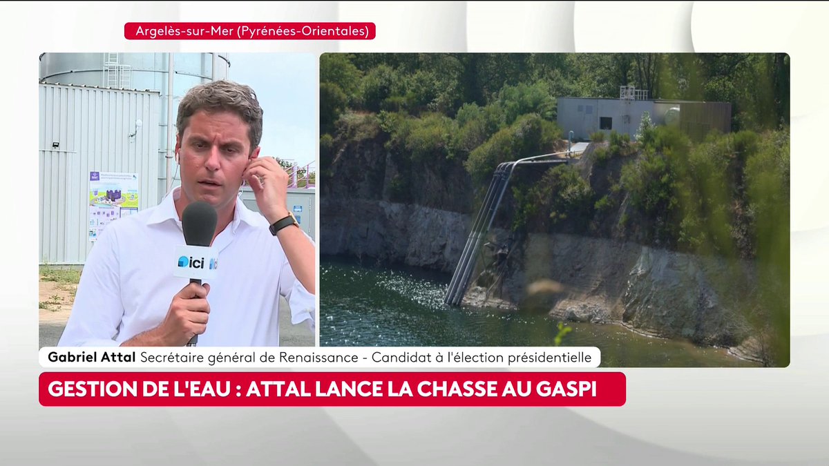🔴 Gestion de l'eau :"Ce que je souhaite, c'est que pour les classes populaires et les classes moyennes, on puisse avoir un bouclier tarifaire sur l'eau." 🗣 Gabriel Attal, secrétaire général de Renaissance. #canal16