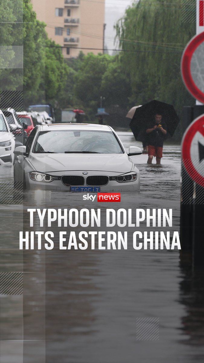 Typhoon Dolphin has brought serious strong winds and heavy rain across eastern China. The tropical storm made landfall in Zhejiang province with winds of up to 93 miles per hour. 🔗