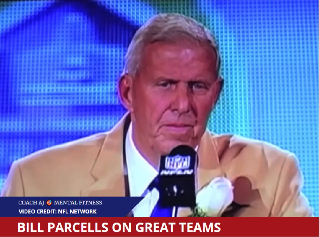 Bill Parcells shares the difference between winners and losers. "Losers assemble in little groups and complain about the coaches and the players in other little groups." "But winners assemble as a team." Winners don't point fingers and they don't make excuses. They dedicate themselves to personal excellence and team excellence. They commit to the team, bringing a positive attitude, and doing the work. (Quote referenced from Emlen Tunnell)