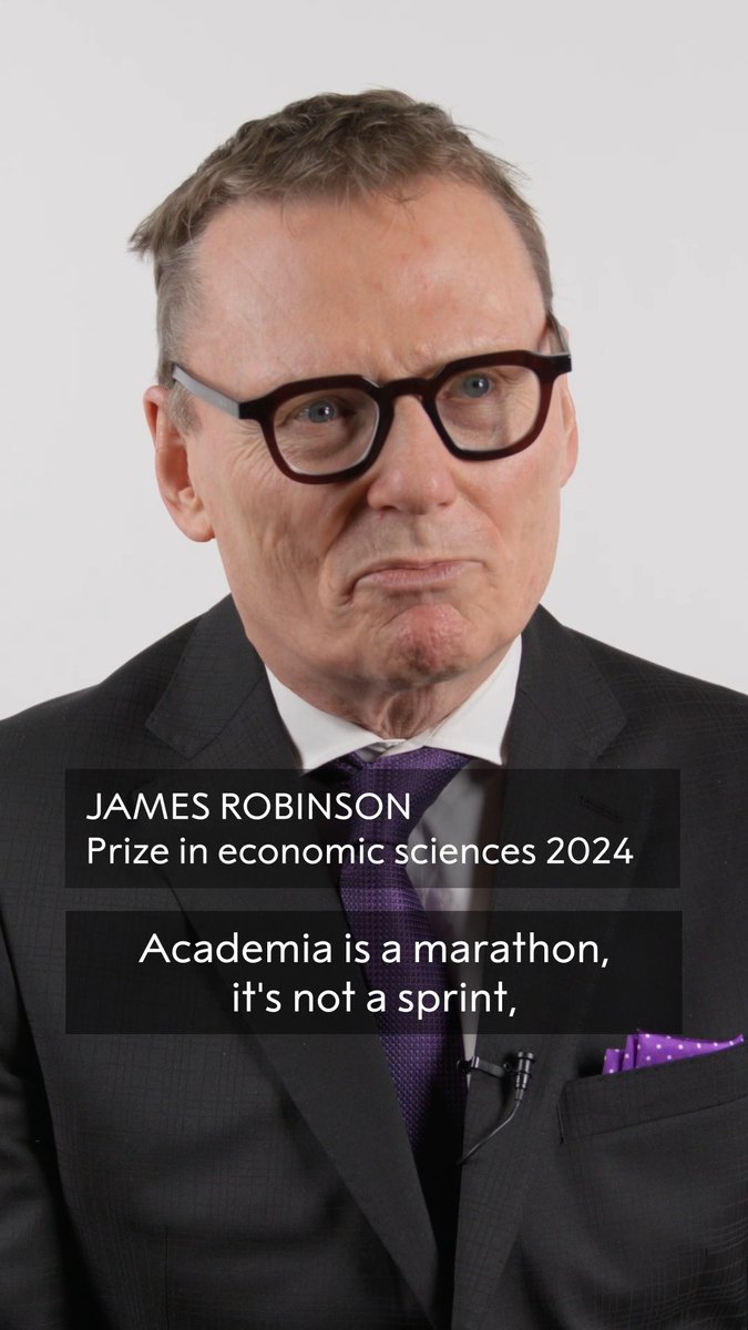 "Academia is a marathon, it's not a sprint." Economist James Robinson on being ambitious - hear his advice to young researchers. #NobelPrize