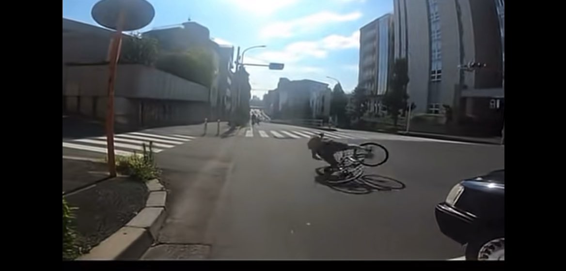 チャリカスさん 信号無視して背後から前の自転車に衝突してブチ切れ!! お手本のような逆ギレ…
