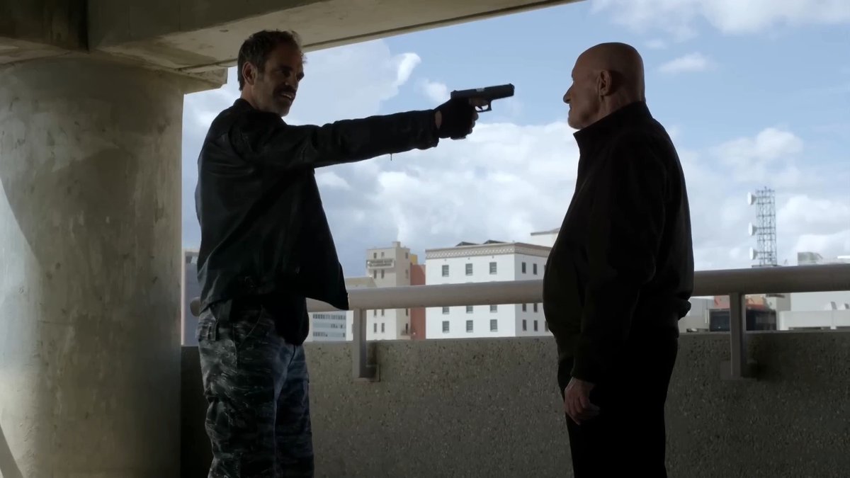 In case anyone doesnt know, the reason Mike didnt bring a gun was because he already did research on the crew theyre going to meet up with. He knows theyre dealing drugs behind their boss’s back and would almost certainly be killed if he found out. Mike knows its in their best interest to make sure the deal goes as smoothly as possible.