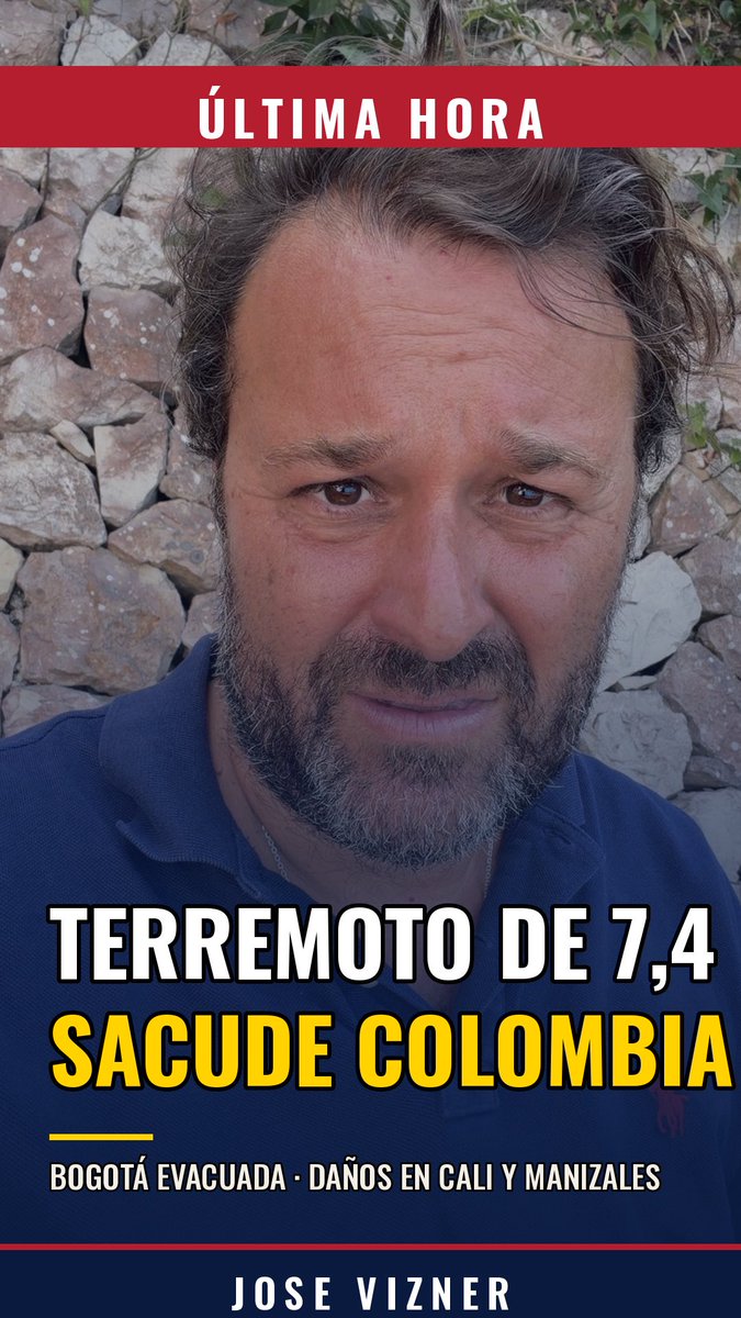 🚨 ÚLTIMA HORA: Terremoto de 7,4 sacude Colombia 🇨🇴 Epicentro en San José del Palmar (Chocó), a 96 km de profundidad 🏙️ Bogotá, Cali, Medellín, Pereira, Manizales y Popayán lo han sentido ⛪ Dañada una torre de la catedral de Manizales 🧱 Fachadas desprendidas en Cali: “muchos edificios agrietados”, dice el alcalde Eder ✈️ Daños estructurales en el aeropuerto de Pereira 🌎 Se ha sentido también en Ecuador y Panamá 📉 Ya hay dos réplicas El más fuerte en esta zona en 120 años.