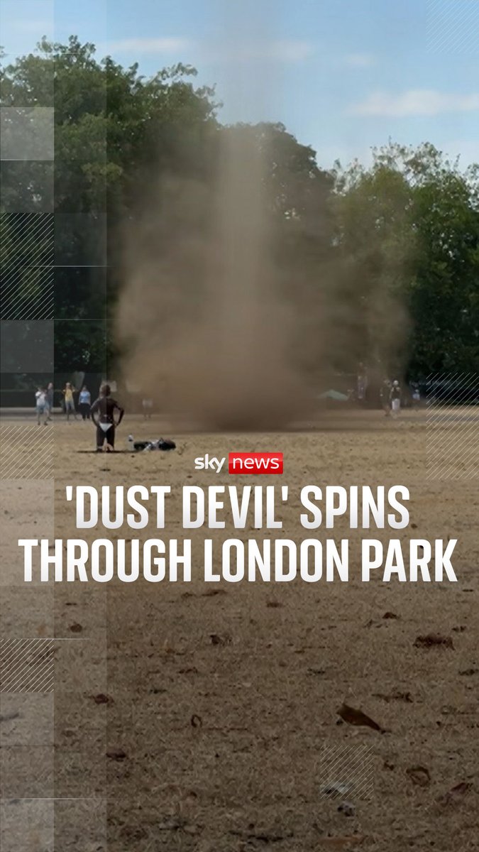 Footage shows a small whirlwind swirling around people in Greenwich Park in southeast London, forcing people to flee. 'Dust devils' are formed on warm, sunny days and are visible due to the dust they can pick up and swirl around. Latest UK news: