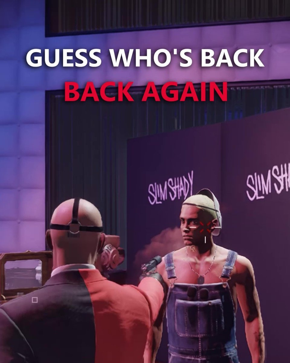 Guess who’s back and needs a 47 themed welcome party? 🥳 Team up with Eminem to take out Slim Shady for free until August 23rd. #HITMAN #Agent47 #Eminem