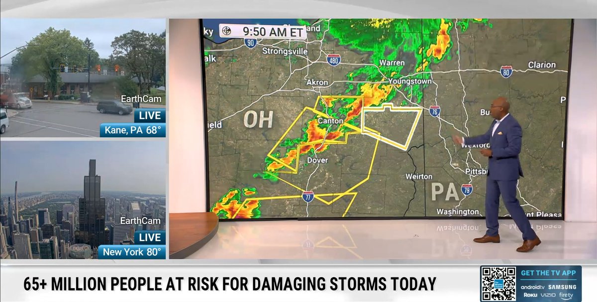 Severe thunderstorm warnings are in effect as strong storms push through Ohio toward Pennsylvania. Meteorologist Alex Wallace tracks the latest: