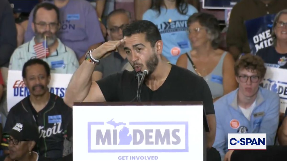 Responding to opponent Mike Rogers (R-MI) criticizing his name, U.S. Sen. candidate Dr. Abdul El-Sayed makes fun of Mr. Rogers' surname: "It's very fitting for him — Rogers. Cause that's his answer every time a corporation or Donald Trump tells him to do something."