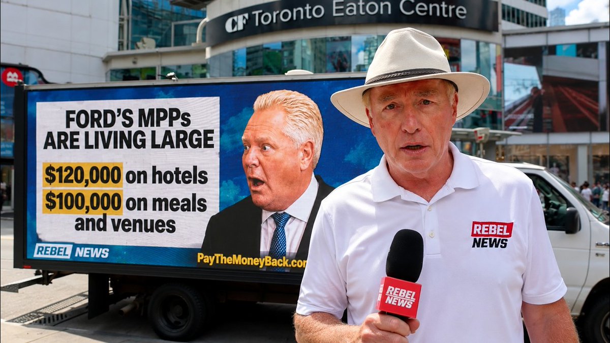 💸Expense-gate? Taxpayers are fed up with Doug Ford and his MPPs' lavish spending Torontonians on the street were outraged that government representatives have been living it up on the taxpayer dime — especially given the fact that once upon a time, Doug Ford ran on the election slogan, “Respect for Taxpayers”. Well, it’s official: Torontonians are not amused by the most recent scandal rocking the Doug Ford Progressive Conservative government. Let’s call it... “Expense-gate”. It was recently revealed that several MPPs, living only a short drive from Queen’s Park, were staying at ritzy downtown Toronto hotels rather than commuting home. Perhaps the worst offender was Stan Cho. Cho’s north Toronto residence is just a handful of subway stops away from the legislature. And yet even he stayed at hotels! Well, Premier Ford was not amused. He took away Cho’s cabinet position and said Cho will be paying back the $16,000-plus he squandered on hotel stays. That goes for all the other MPPs who were living high off the hog on the taxpayer dime, too. However, last week a reporter asked Ford if he also plans to reimburse Ontario taxpayers, who are on the hook for $200,000 due to the sale (and hasty re-sale) of his ill-fated private jet. Ford refused to answer the query, instead bragging that he eats at McDonald’s when he’s on the road. Seriously... It gets worse. Ford boasted that he is the only premier in the province’s history not to submit any expense claims — and he dared the media to verify that bravado. Mistake! Maybe Ford thought the assembled journalists were too lazy to do some research, for it was soon discovered that Ford had billed Ontario taxpayers more than $44,000 in airfare, hotels and meals. Oopsie. Maybe he forgot to carry the one? Recently, Rebel News took our big, beautiful billboard truck to Yonge Dundas Square in downtown Toronto. We asked passersby the following questions: Several Ontario MPPs who live within driving distance of Queen’s Park used taxpayer funds to stay at luxury hotels. Should they pay back that money? Is reimbursement good enough or should these MPPs be forced to resign? Premier Ford tried to buy a private jet but then cancelled that deal due to public outrage. This fiasco ended up costing taxpayers $200,000. Should Ford personally pay back that money to the Ontario treasury? Ford said he’s never made a single expense claim. But that’s not true. It was recently revealed that he expensed $44,000 in airfare, hotels and meals. Should Ford pay back that money? Should Ford resign for lying to Ontarians? Except for one respondent, people were outraged that government representatives were living it up on the taxpayer dime. Especially given the fact that once upon a time, Doug Ford ran on the election slogan, “Respect for Taxpayers”.
