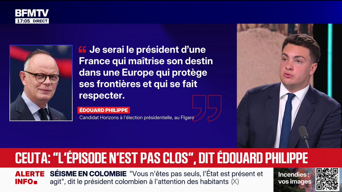 Crise migratoire à Ceuta: Édouard Philippe assure qu'il "serait le président d'une France qui maîtrise son destin"