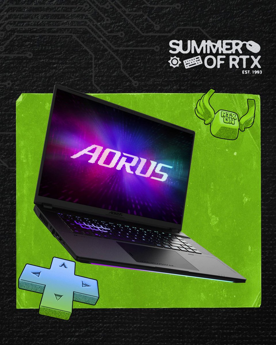 ☀️ Summer of RTX Laptop Week ☀️ Today's prize spotlight: GIGABYTE AORUS MASTER GeForce RTX 5080. What are you powering up first? 🎮 Game 🎨 Creative app 🤖 Local AI project Tell us below with #RTXPowersPlay!