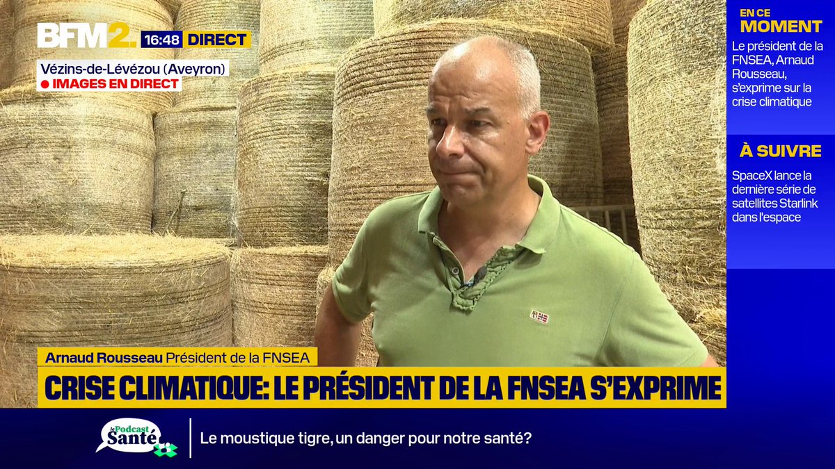 La sécheresse a causé "plusieurs milliards de pertes" sur l'élevage d'après le président de la FNSEA, Arnaud Rousseau #BFM2