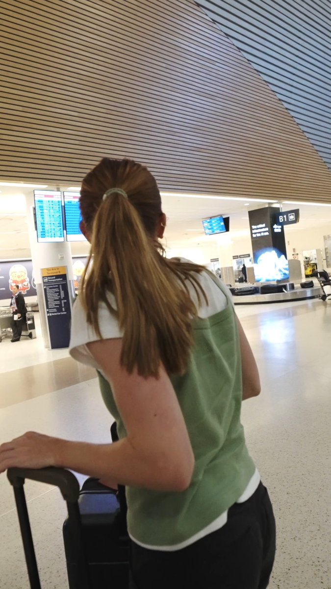 A legendary welcome. Founding Four members Leslie Osborne and Brandi Chastain with a surprise appearance at the airport! Welcome to the Bay, Jenna 💙 U.S. Women's National Soccer Team