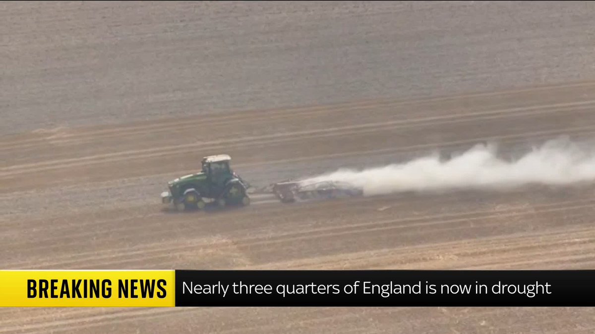 BREAKING: Nearly three-quarters of England is now in drought. Follow our live blog here: 📺 Sky 501, Virgin 602, Freeview 233 and YouTube
