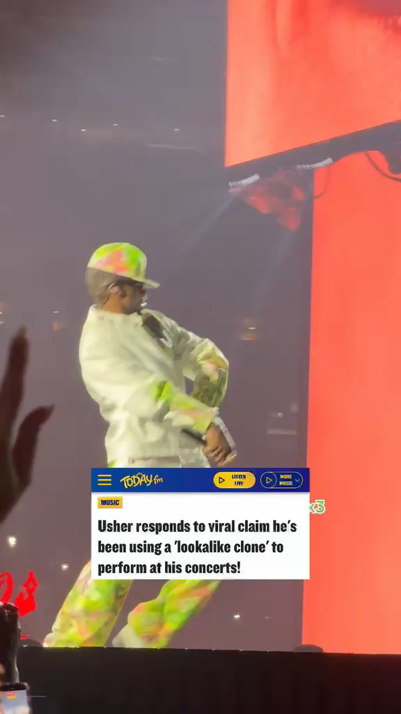 Usher has sparked wild internet rumours suggesting he was replaced by a clone or body double during his performance at MetLife Stadium. Clips of the singer have gone viral with several fans claiming that it was not Usher performing saying they wanted their money back. Laughing off the bizarre claims the R&B singer wrote, 'Y'all are funny... clone? They can't clone this?? How y'all come up with this? AI ain't that advanced.'