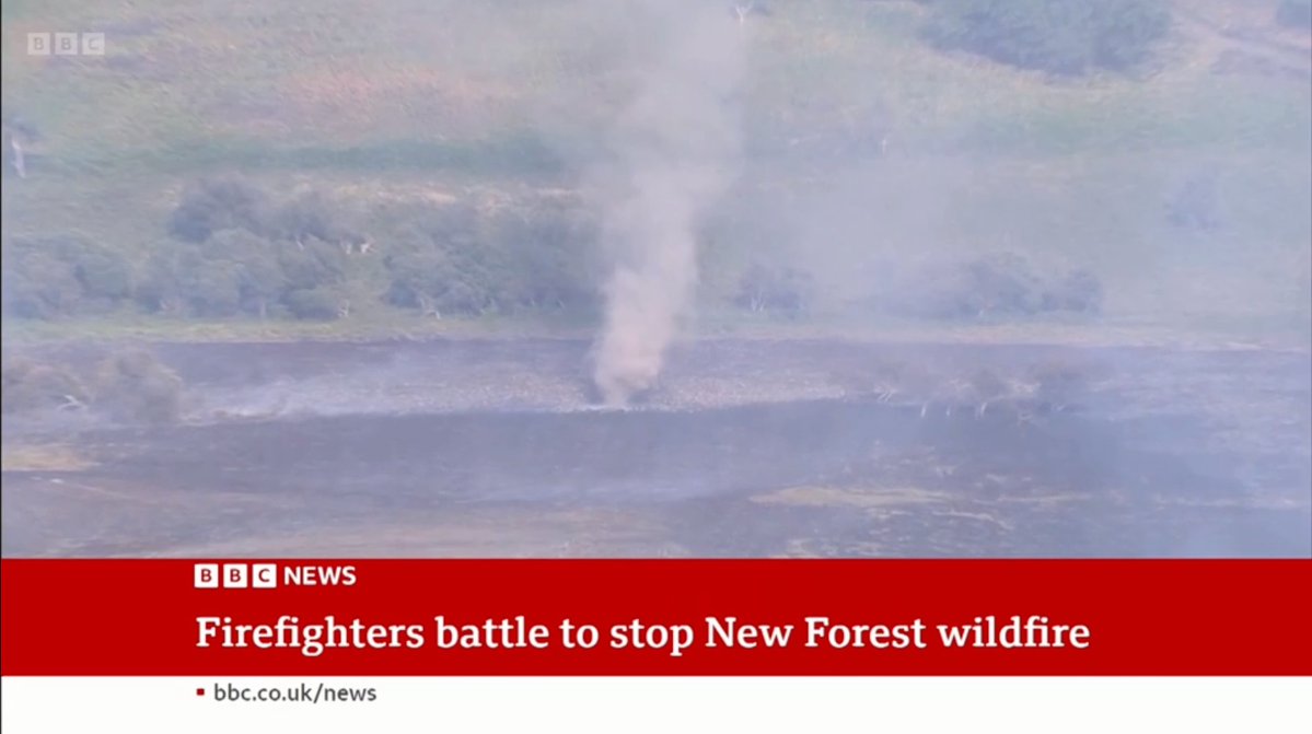 A dust devil was visible on the BBC aerial feed of the New Forest wildfire around 17:40 BST this evening.