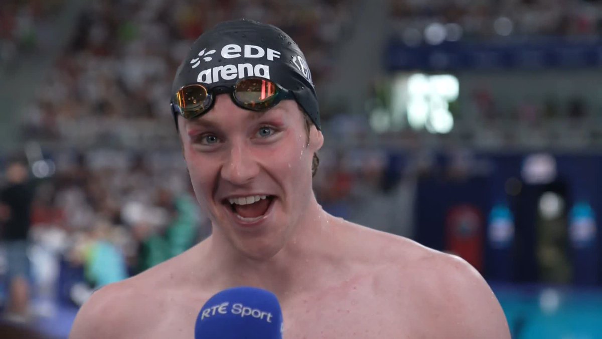 "I'm absolutely amazed. I'm really happy with the swim" European finalist Jack Kelly reflects on setting a new national record during his semi-final in Paris #RTESport