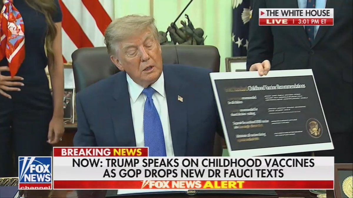 Trump: Large amounts of vaccine. Large amounts of, like vats. Of vaccine. Are currently pumped into your child's body