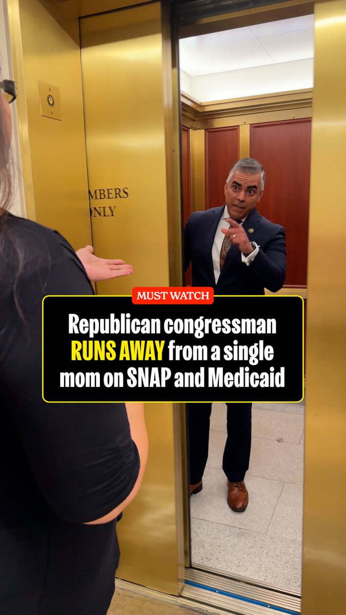 WATCH NOW: Angelica is a single mom who relies on food stamps and Medicaid. She came to D.C. to ask her congressman, Juan Ciscomani (AZ-6), about why he voted yes for Trump's Big Beautiful Bill when it harmed families like hers. Instead of answering Angelica, he told her she's wrong... And then he ran away.