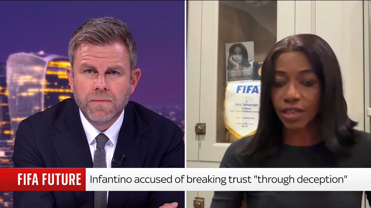 "It seems like the line has been crossed." Former FIFA council member Isha Johansen tells Sky's Matt Barbet that there has been an "absolute breach of trust" over the proposed World Cup investment plan. Read more: 📺 Sky 501, Virgin 602 and Freeview 233