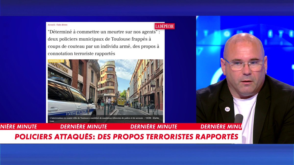 À Toulouse, deux policiers ont été attaqués au couteau, nous informe Axel Ronde, président CFTC-Police, dans #100PolitiqueEte Toute l'info est à retrouver sur