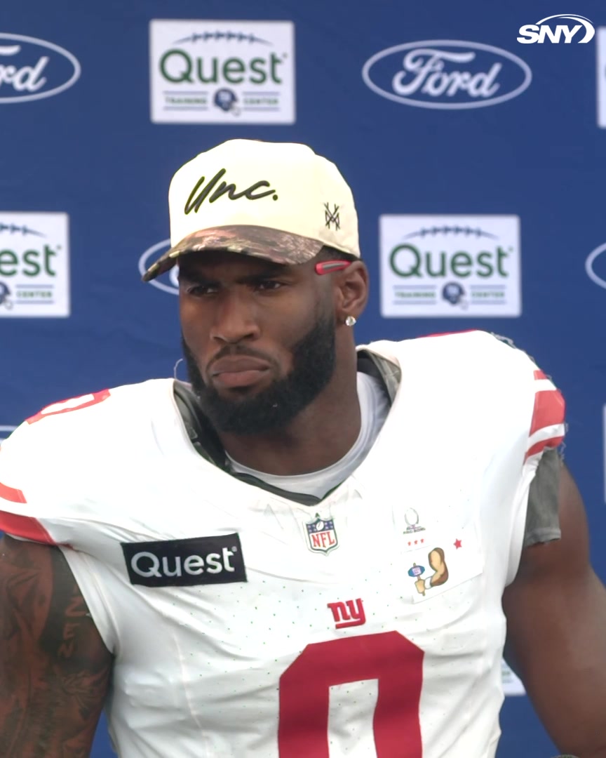 Brian Burns was asked if Jaxson Dart has misdirected him at all in the Giants' practices: "Me? No. Most of the time, I'm going after him so he hasn't misdirected me, but he has looked off some of our DBs and made some plays, so that's promising to see."