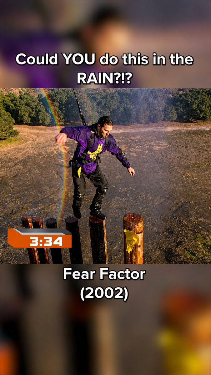 This challenge was insanely tough. High in the sky, rain pouring down and such a small surface to squat down on. The Jimmy Legs certainly didn’t help me during this Fear Factor stunt. I absolutely LOVED participating & winning Fear Factor!