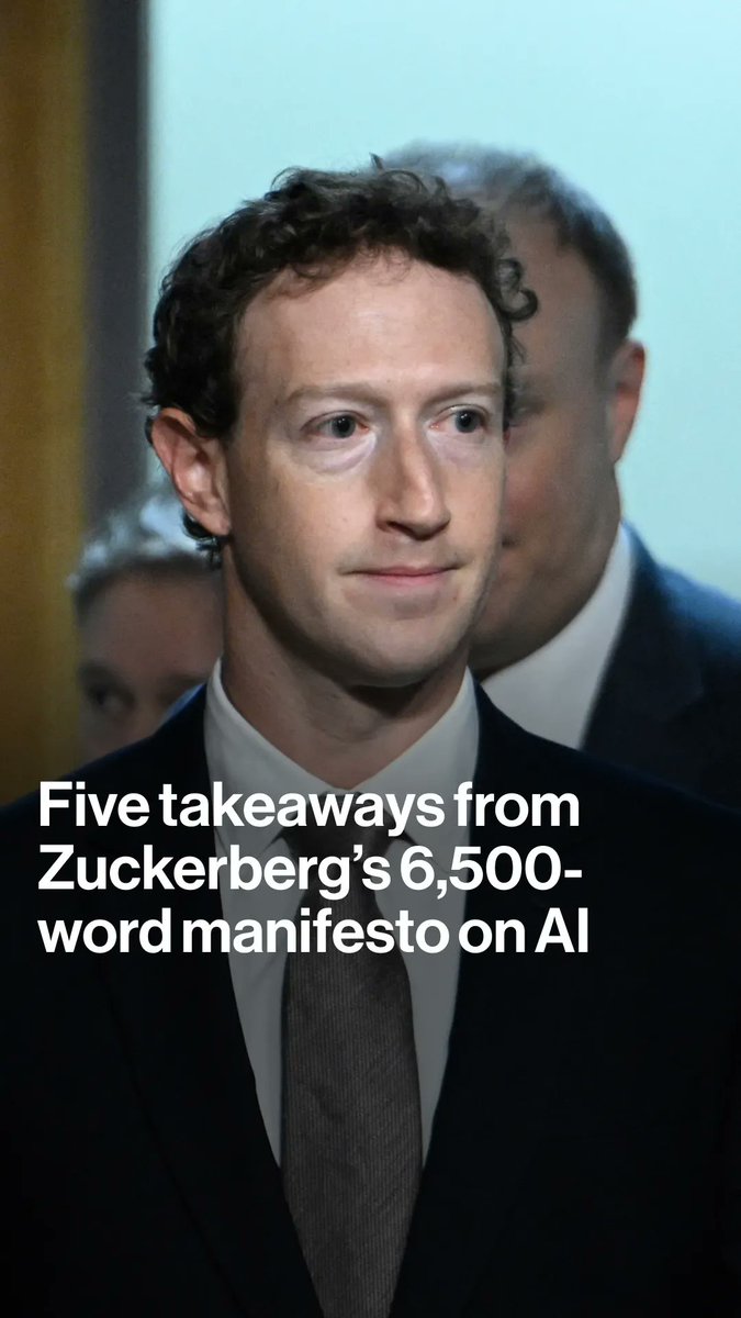 Meta CEO Mark Zuckerberg touted his views on artificial intelligence in a 6,500-word essay published Monday, emphasizing his belief that wider access to AI models is key to the industry’s future. Riley Ray Griffin has the five key takeaways