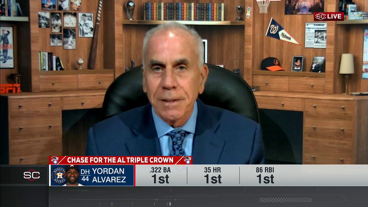 "At this point, I think he's going to win the Triple Crown." Tim Kurkjian believes Yordan Alvarez will join some ELITE company this season 👀