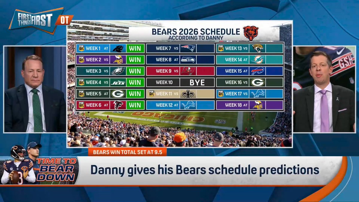 .Danny Parkins picks every game on the Bears’ schedule… And he has them finishing 13-4 👀 Agree?