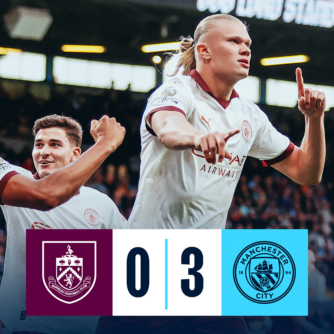 #OnThisDay: Burnley 0-3 #ManCity [2023] ⚽️ [4', 36'] @erling Haaland ⚽️ [75'] Rodri