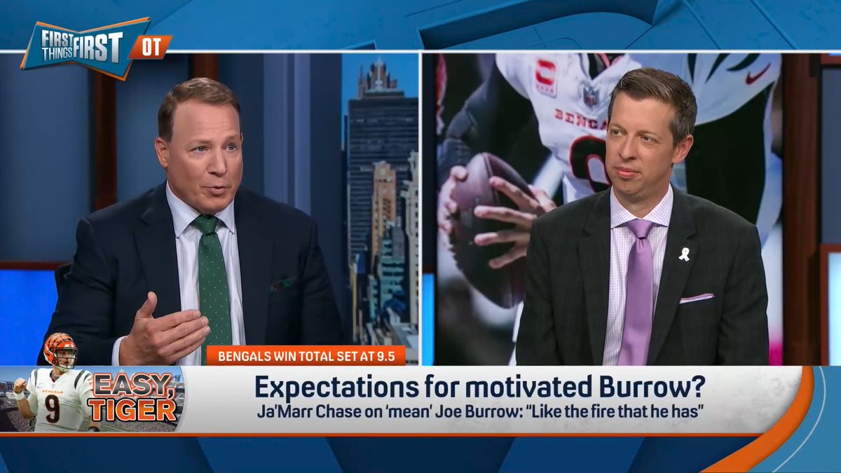 Ja'Marr Chase on 'mean' Burrow: "Like the fire that he has." Danny Parkins responds: “I didn’t look at demeanor being the issue. I looked at health as being the issue… Isn’t it just if Burrow’s healthy their offense is gonna be good and if Burrow’s not they’re gonna struggle?”