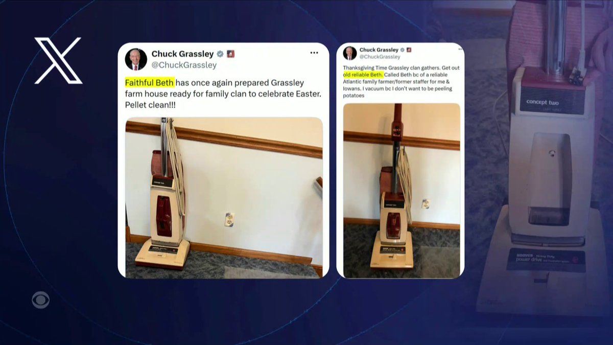 Sen. Chuck Grassley has said goodbye to Beth, the Hoover vacuum that served his family for nearly 50 years. And now, thanks to a constituent, a 17-year-old Hoover is ready to carry on the family tradition.