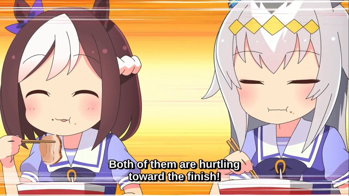 OGURI + SPECIAL WEEK DEFINITELY HAD NO IDEA THEY WERE IN AN EATING CONTEST THEY WERE BOTH JUST HAPPY TO BE EATING