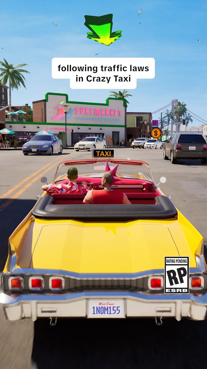 Following traffic laws in Crazy Taxi​🚕