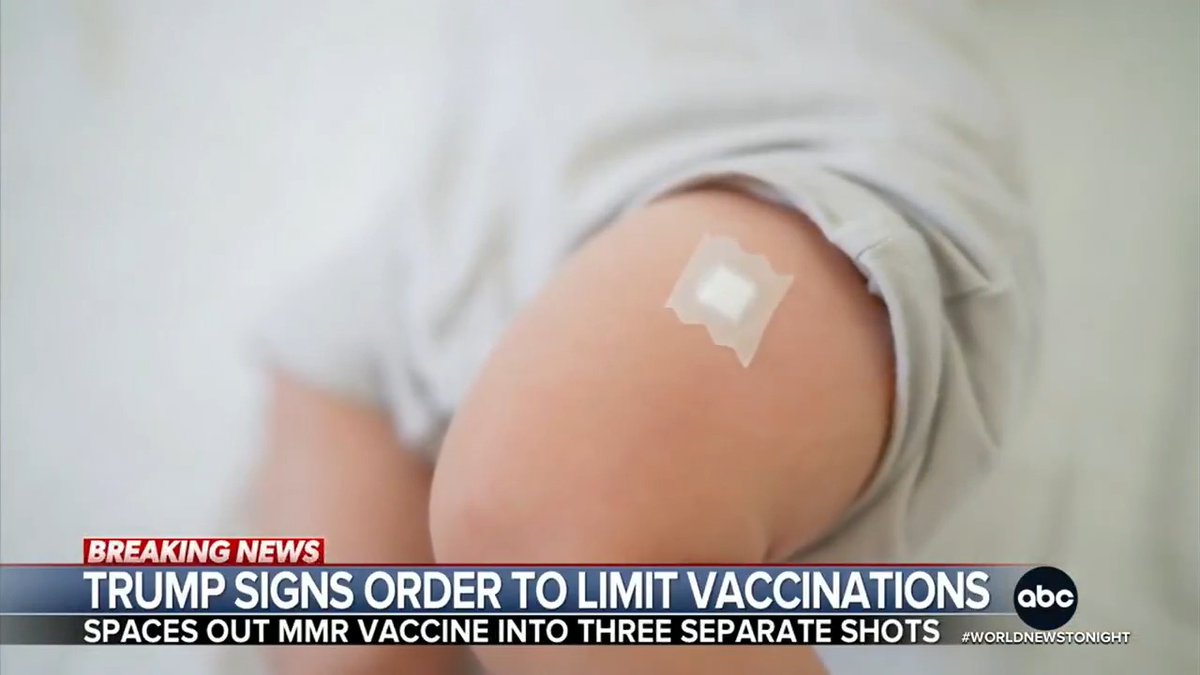 Pres. Trump is signing an executive order on recommendations about the childhood vaccine schedule. The White House is calling for children to get vaccinated against 11 diseases, down from the 18 previously recommended by the CDC. @MaryKBruce has details.
