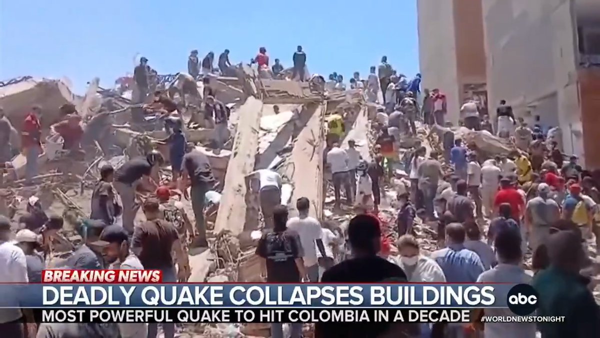 A devastating 7.4 magnitude earthquake rocked Colombia – collapsing buildings, trapping people under rubble and killing over 100 people. Rescuers are racing against time to find survivors in the rubble. Trevor Ault reports.