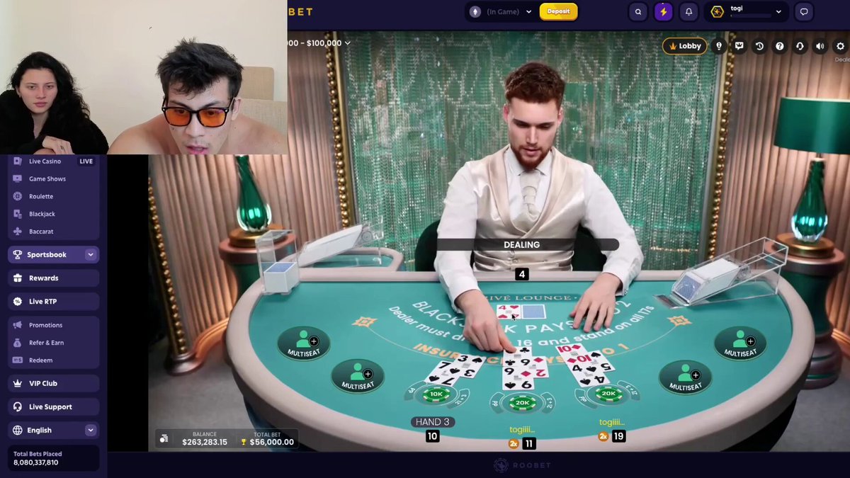 Togi SCREAMS as he wins 100k playing Blackjack on Roobet🤑💰