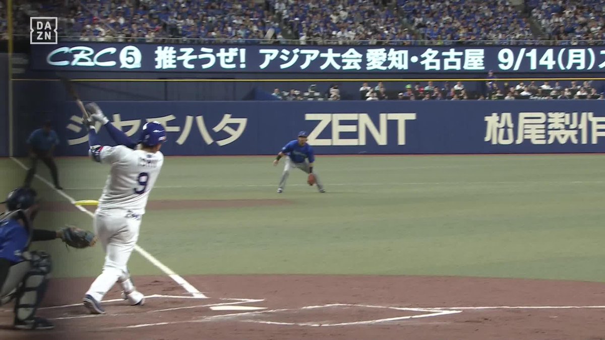 鮮やかなインロー捌き 石伊雄太 先制タイムリー バットを折りながらもレフト線へ ⚾️中日×DeNA #dragons #だったらDAZN