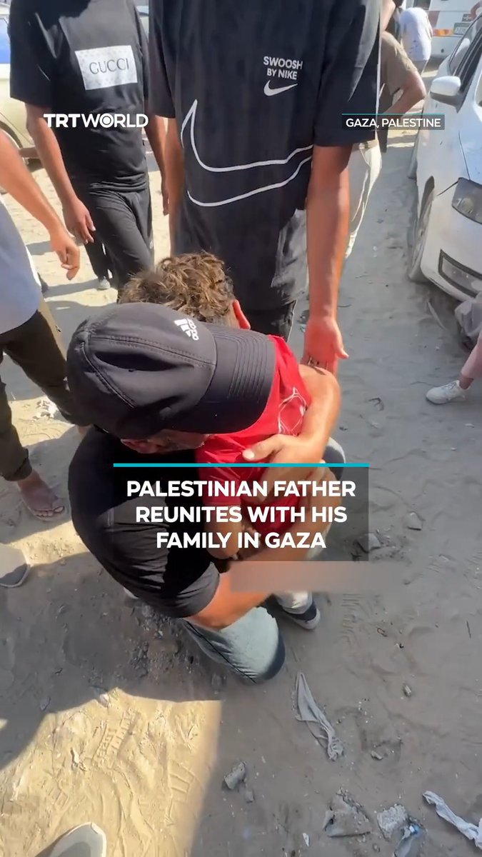 After being separated by Israel's genocidal war on Gaza, a father returning from the occupied West Bank is reunited with his children in an emotional embrace filled with tears of joy