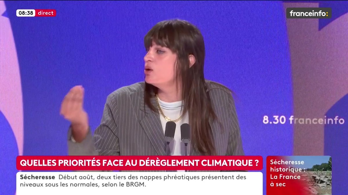 🔴 Comment faire face au réchauffement climatique ? ➡️ "La question du réchauffement climatique […] ne se finance que par la dette […] on va être obligés de négocier à Bruxelles pour desserrer l’étau et ce carcan des 3% de déficit et de l’endettement [...]", dit Alma Dufour