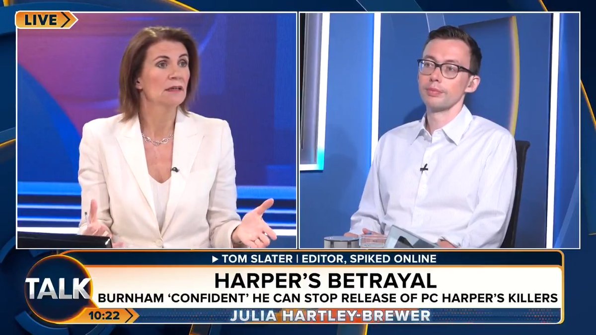 🚨"Our sentencing is a lie!" Julia Hartley-Brewer says the "absurd and nonsensical" idea that Labour has to release a few hundred killers to fix overcrowding in prisons is "an insult to our intelligence". Julia Hartley-Brewer | Tom Slater