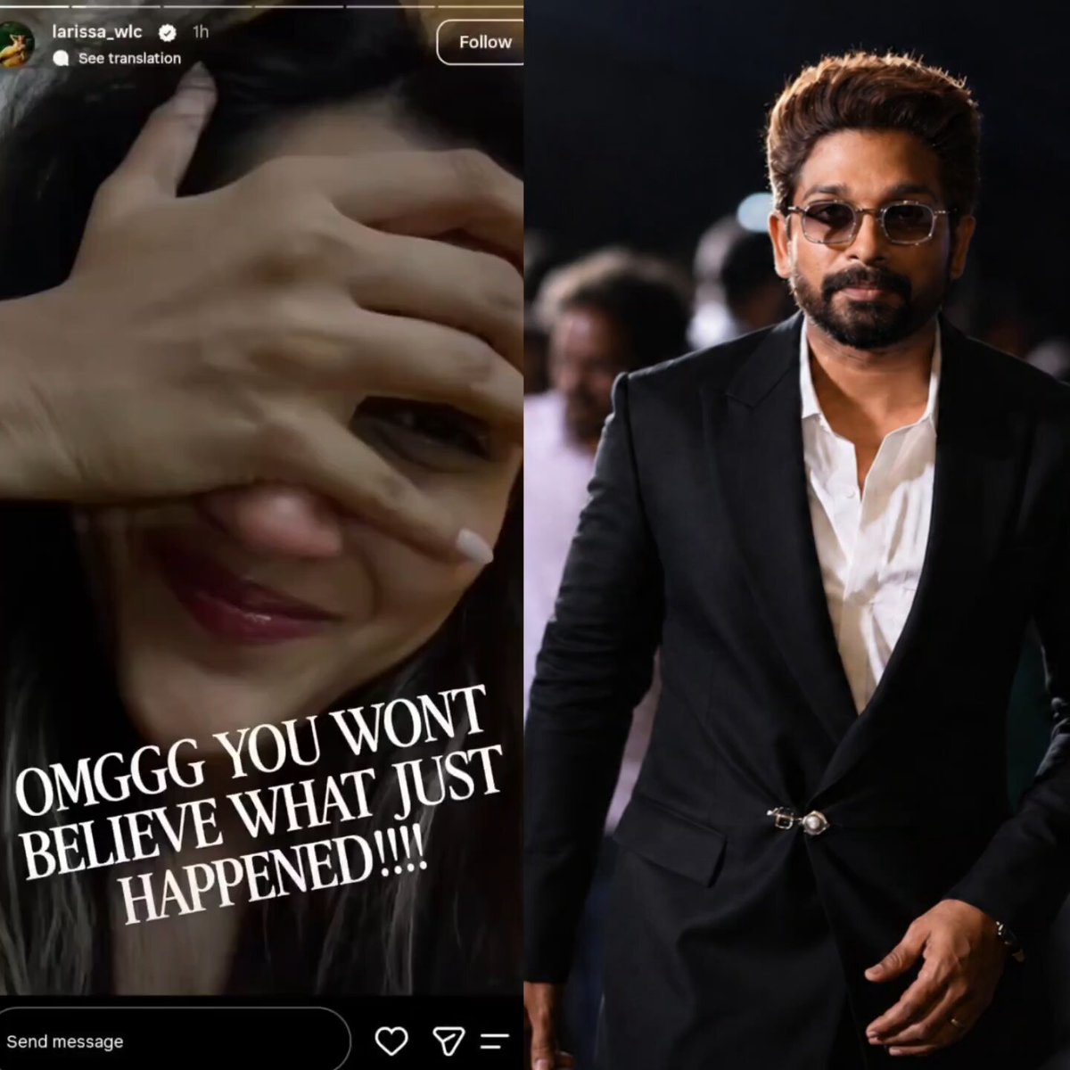 Just a mention from India’s Biggest MEGASTAR Allu Arjun turned into the BIGGEST MOMENT of her life 💥🥶 The founder of Beyond Larrisa couldn’t contain her excitement after #AlluArjun mentioned her jewellery on Instagram, used for his outfit. She expressed her " happiness and excitement" over receiving such a special mention from the ICON himself #AA23 .
