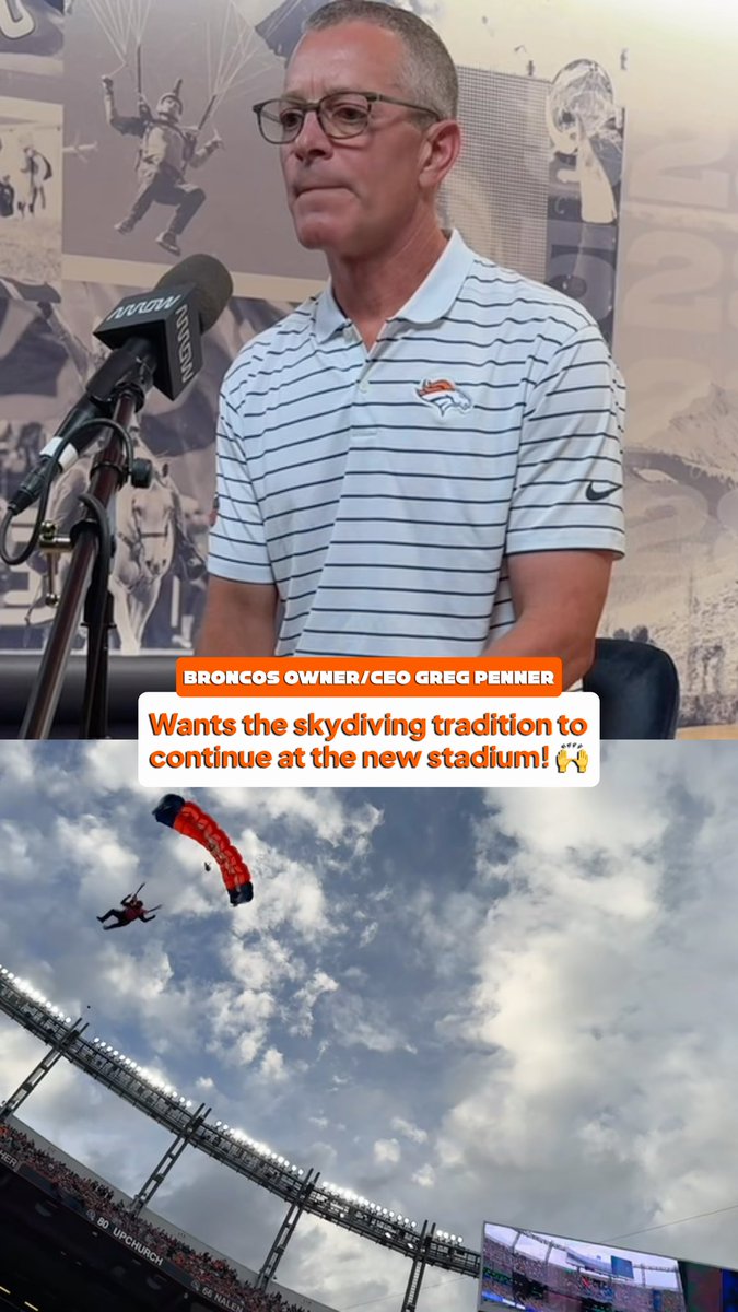 The Broncos want the Thunderstorm skydiving tradition to continue at the new stadium! 🙌 #KOABroncosCamp