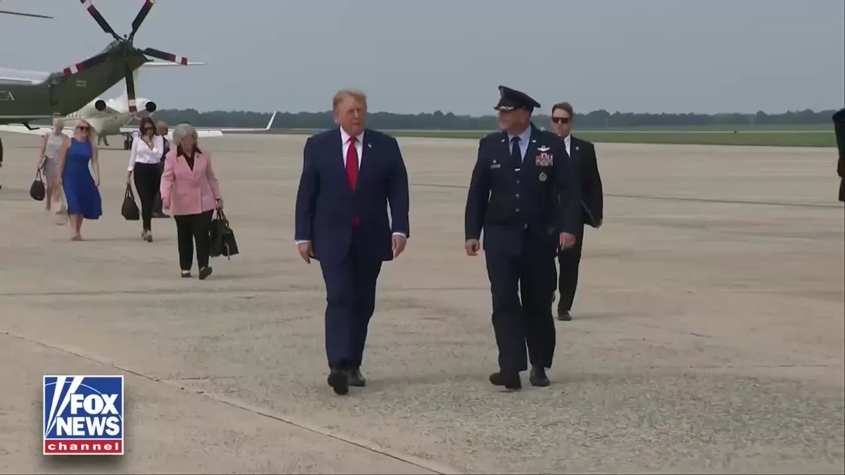 WATCH: President Trump boards Air Force One as he travels to Geneva, Ohio, for the Freedom 250 Patriot Games.