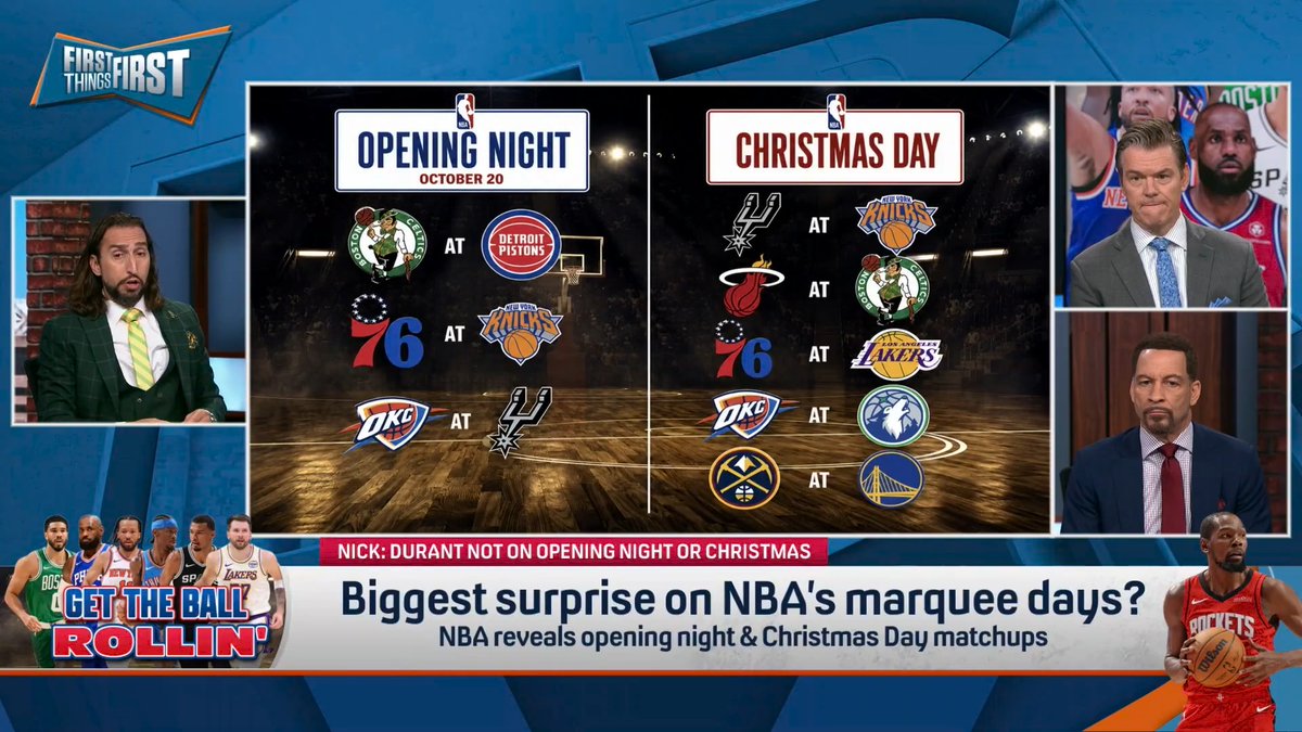 .nick wright shares what surprised him most about the NBA’s marquee days 👀 “No Kevin Durant is stunning on either day any game… And it’s not like he’s on a bad team.”