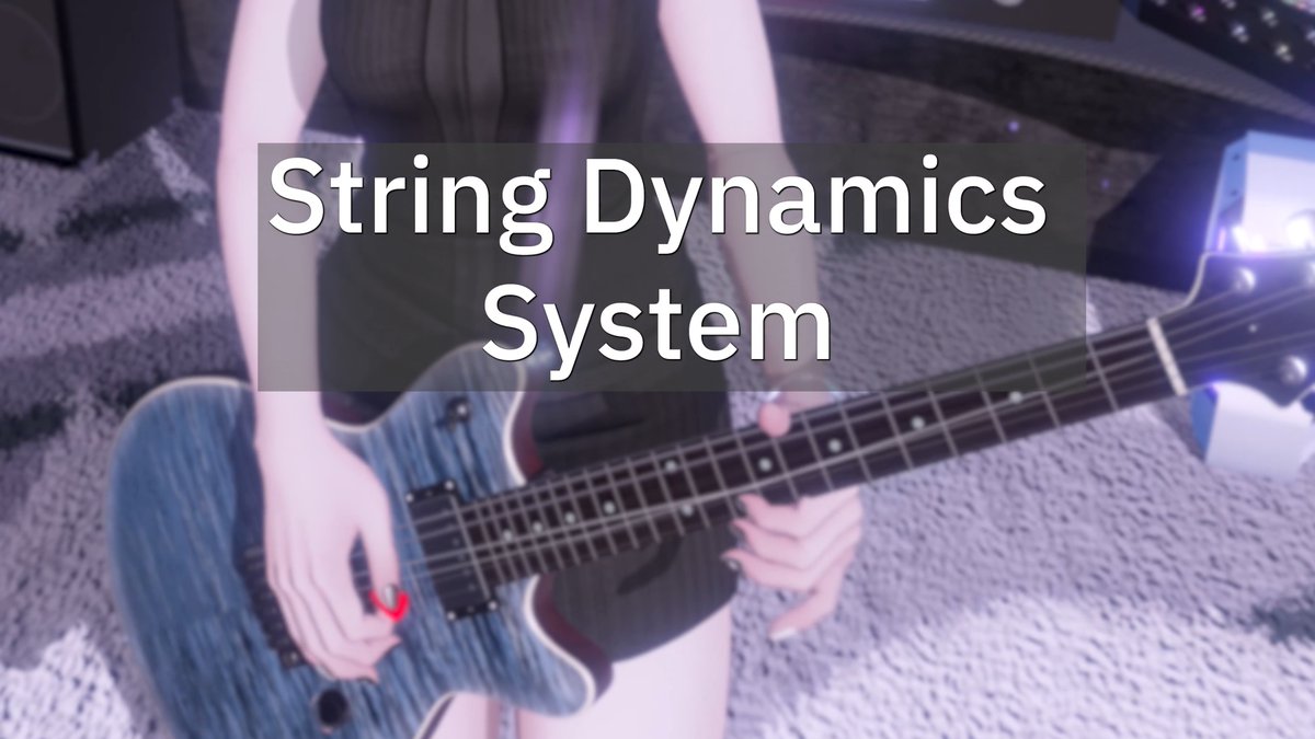 Introducing my String Dynamics System!🎸 I’ve created 3 different modes for different playing techniques: 🌟1. Bending & Vibrato — Deformation Mode Controls bend direction, intensity, and exact bend point. Set the vibrato count, and it generates a matching envelope curve that keeps string movement perfectly synced with finger motion. 🌟2. Palm Muting — Pulse Glow Mode Driven by BPM to produce short, rhythmic light pulses synced with right-hand picking. I used short pulses over vibration because real muted notes produce minimal sustained string movement. 🌟3. Strumming — Vibration Mode Full control over vibration range, amplitude, frequency, and phase. String glow scales dynamically with deformation to simulate real-time light reflection changes. All 3 modes are based on pure shader vertex deformation, stable, reliable, and fully controllable! What do you think?😘