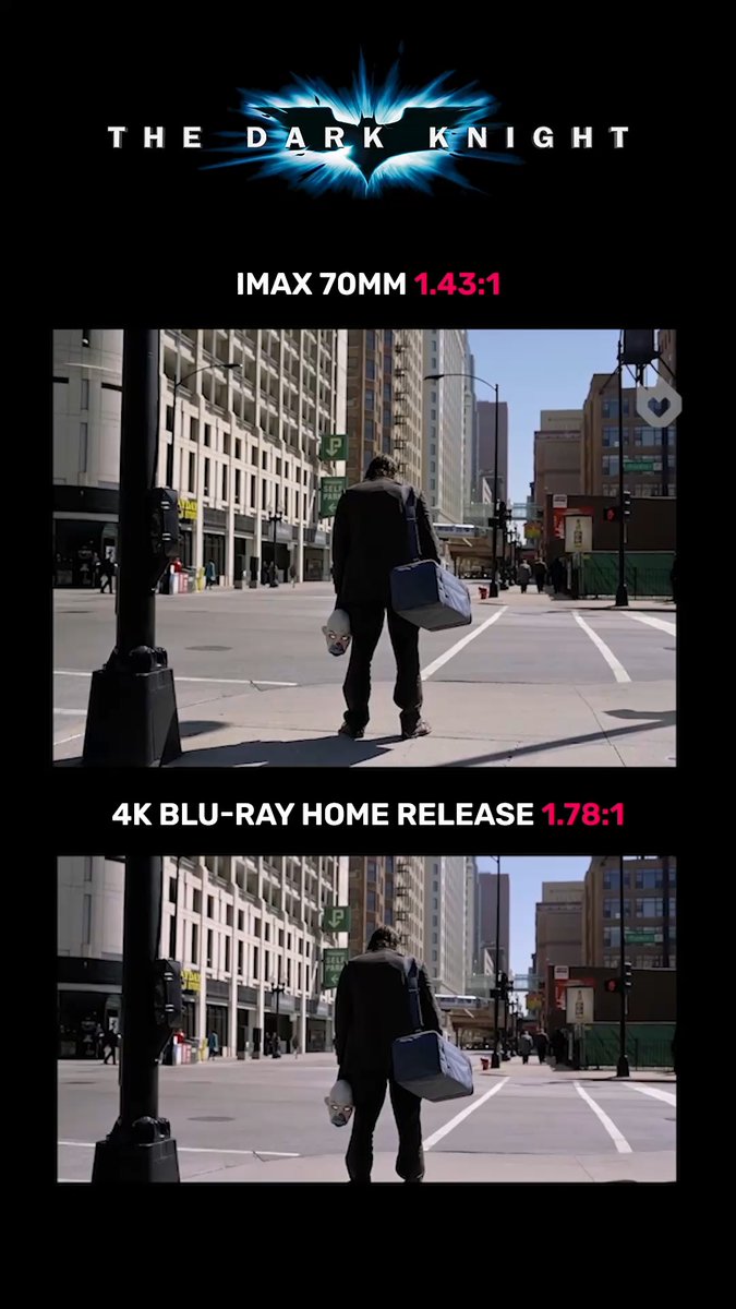 🦇 The Dark Knight 🦇 IMAX 70mm vs. 4K Blu-Ray Home Release Watching at home doesn't seem too shabby 🍿