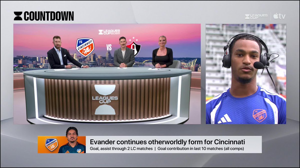 "It's great being able to be around him, on & off the pitch." Mboma Dem talks about sharing the pitch with Evander with the MLS on Air crew ahead of FC Cincinnati’s Leagues Cup match against Atlas tonight at 8pm ET on Apple TV: